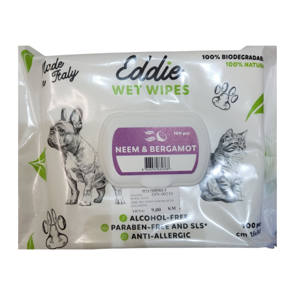 EDDIE vlažne maramice za ljubimce neem & bergamot - 100pcs