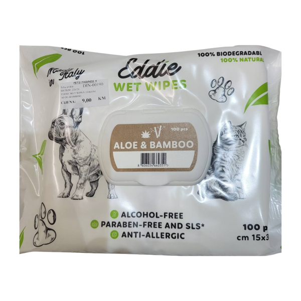 EDDIE vlažne maramice za ljubimce zeleni čaj i kamilica - 100pcs