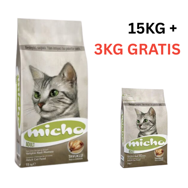 MICHO hrana za odrasle mačke premium piletina - 15kg + 3KG GRATIS